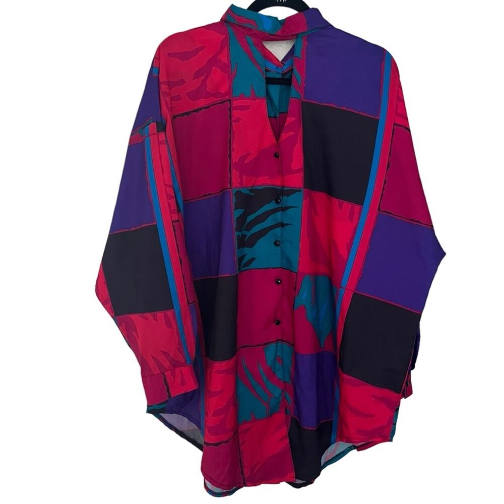 Vintage Regal Row Bright Tunic Mini Dress Size XL Colorful Big Blouse retro - Picture 2 of 4